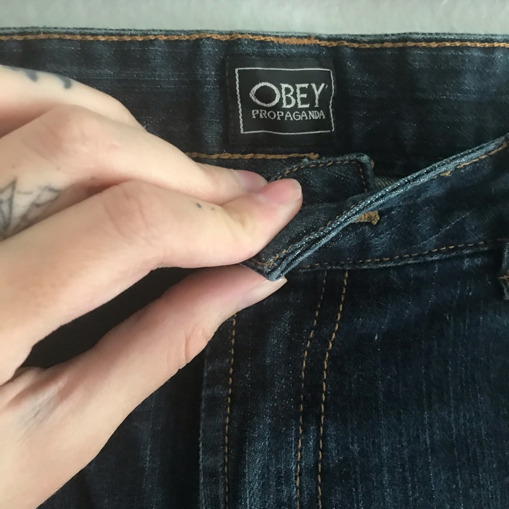 Obey tight stretch straight leg dark wash